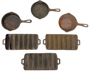 Griswald & Wagner Ware Cast Iron Skillets & Cast Iron Corn Stick Pans - #S19-3