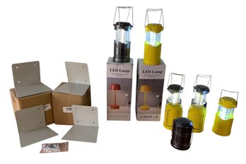 Collection Of LED Lanterns & Wall Mount White Floating Bookshelves (NEW) - #S17-2