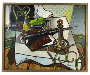 1974 Cubist Clarinet Still Life Oil Painting, Signed S. Korol - #BT