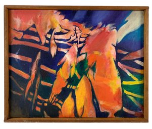 1971 Abstract Oil On Canvas Painting, Signed Young - #C2