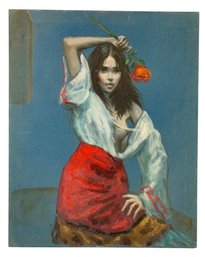 Spanish Flamenco Dancer Partial Nude Study Oil On Canvas Painting, Signed - #S28-F