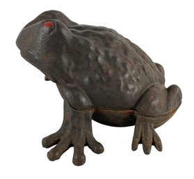 Vintage Cast Iron Frog Coin Bank - #FS-4