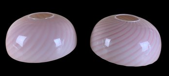 Mid-Century Pink Swirl Glass Lamp Shades (Possibly Murano) - #S8-5