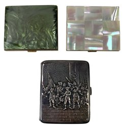 Vintage Repousse Silver Plate Cigarette Case & Compacts - #FS-5