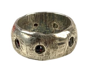 Hand Forged Sterling Silver Rhinestone Ring, Size 10.75 - #S18-3