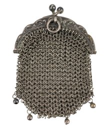 Antique Silver Mesh Chatelaine Coin Purse - #JC-L