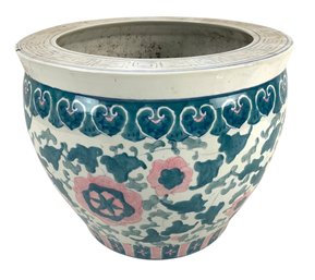 Chinese Floral Painted Ceramic Fish Bowl Planter - #S16-1
