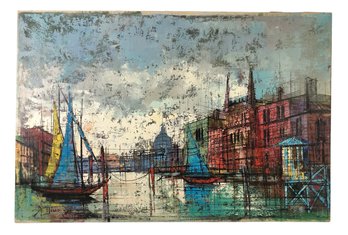 Venetian Harbor Oil On Canvas Painting, Signed A. Dino - #B2