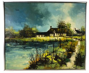 French Countryside Oil On Canvas Painting, Signed Verdier - #B2