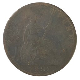 1882 Great Britain Queen Victoria One Penny Coin - #JC-B