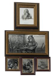Collection Of Vintage Framed Mirror Etchings By G.S. Lithographers Inc. - #S12-5
