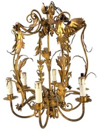 Vintage 1960s Italian Gilt 6-Light Chandelier - #S8-5