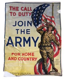 'The Call To Duty Join The Army' WWI Poster By American Lithographic Co. - #S28-3