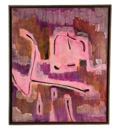 Modernist Abstract Oil On Canvas Painting, Signed - #A10