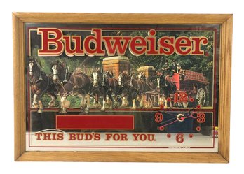 Budweiser This Bud's For You Bar Mirror / Clock (WORKS) - #S12-2