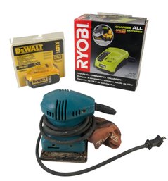 Ryobi 18V Charger, Dewalt 20V Lithium Ion Battery Pack & Makita BO4552 Palm Sander - #S2-1