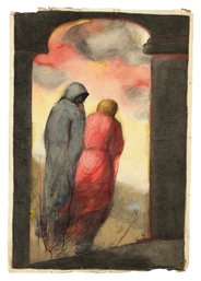 Figurative Watercolor Painting, Signed Anne Neumark (American, 1906-1997) - #S11-4