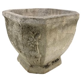 Octagonal Concrete Garden Planter With Floral Pattern - #S8-1