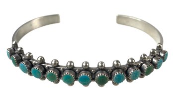 Vintage Native American Turquoise Sterling Silver Bracelet - #JC-B