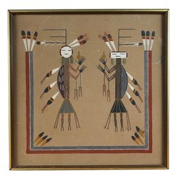 Tohatchi, New Mexico Navajo Sand Art  'MALE & FEMALE CAMEL' - #BR-4