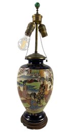 Vintage Japanese Satsuma Table Lamp, Cherry Blossoms & Geishas (WORKS) - #S10-4
