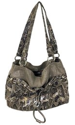 B Makowsky Snake Embossed Leather Shoulder Bag - #S14-3