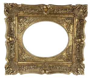 Ornate Carved Gilt Wood Oval Art Frame - #RBW-W