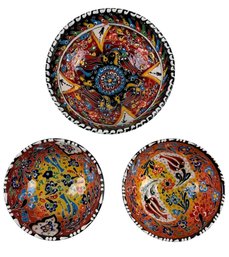 Vintage Hand Painted Turkish Ceramic Bowls (Set Of 3) - #S16-3