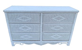 Vintage 6-Drawer White Wicker Dresser - #FF