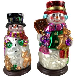 Thomas Pacconi Mercury Glass Snowmen Figures With Original Boxes & COA - #W1