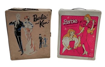 Vintage 1963 Barbie & Ken Carrying Case, 1982 Barbie Fashion Doll Trunk & Accessories - #S6-4