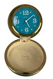 Seth Thomas German Clamshell Travel Clock With Genuine Leather Lined Interior - #FS-5