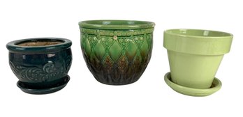 Collection Of Glazed Ceramic Planter Pots - #S8-2