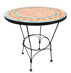 Moroccan Style Mosaic Ceramic Tile & Metal Round Bistro Table - #FF