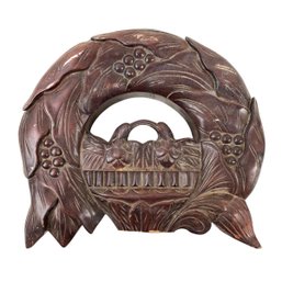 19th Century Carved Mahogany Pediment, Birds Nesting In A Wreath  - #S14-2