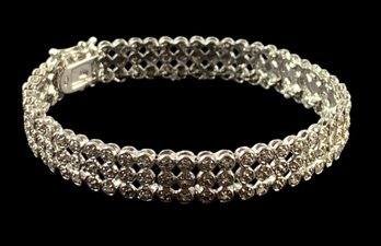 Italian Sterling Silver Cubic Zirconia Tennis Bracelet - #JC-B