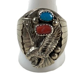 Sterling Silver Navajo Eagle Ring (Size 12) - #JC-B