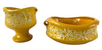 1968 McCoy Pottery Atomic Starburst Yellow Planters - #S14-2