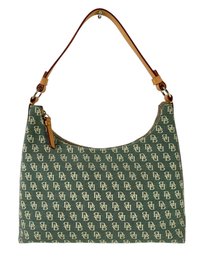 Dooney & Bourke Signature Green And Tan Hobo Bag - #S19-3