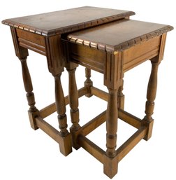 Carved Wood Nesting Side Tables - #FF