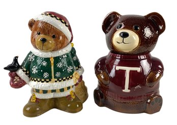 Christmas Bear Cookie Jar By Sakura / Texas A&M Teddy Bear Cookie Jar - #S13-2