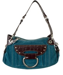 MAXX New York Blue Suede & Brown Leather Shoulder Bag (NEW) - #S18-3