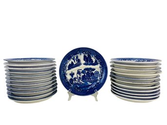 Vintage Blue Willow Divided Grill Plates (Set Of 23) - #S10-1