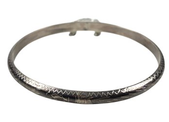 Sterling Silver Etched Bangle Bracelet - #JC-B