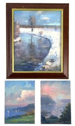 Mark James Mace (New York, 20th-21st C.) Signed Hudson River Landscape Oil Paintings - #S5-4