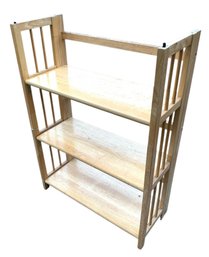 Natural Wood 3-Tier Folding Bookcase - #FF