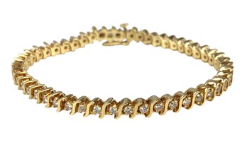 14K Yellow Gold Diamond Tennis Bracelet (Weight: 17.7 Grams) - #JC-B