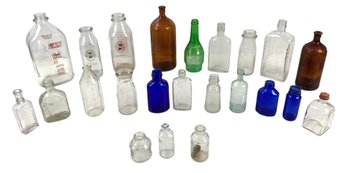 Antique / Vintage Bottles: Embossed Clear & Colored Glass Bottles - #S11-1