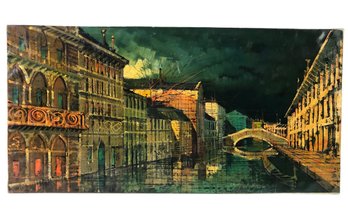 Venetian Impressionist Oil On Canvas Painting, Signed - #B2