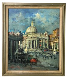 'St. Peters' Italian Landscape Oil On Canvas Painting, Giovanni Guidotti (Italy, 20th Century) - #B2